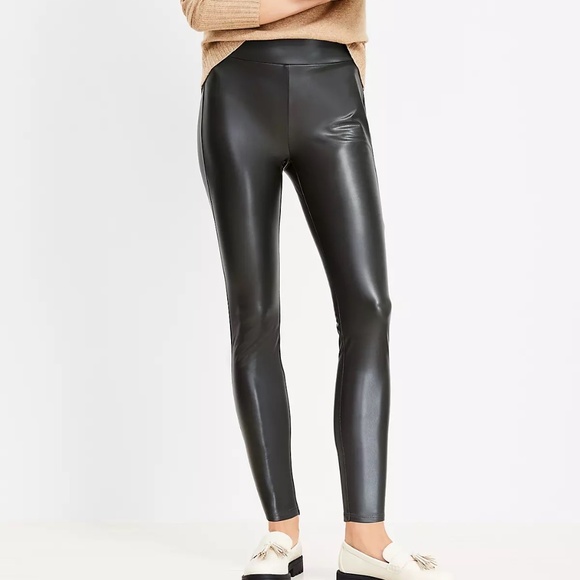 LOFT Faux Leather Leggings - Black, L - Picture 1 of 6